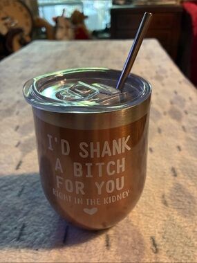 NWOT-Insulated Copper-Colored Stemless Tumbler with Lid & Straw - Unbranded